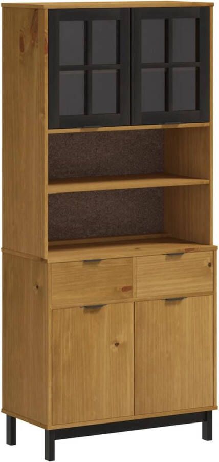 VidaXL -Hoge-kast-met-glazen-deuren-FLAM-80x40x180-cm-grenenhout - Foto 10