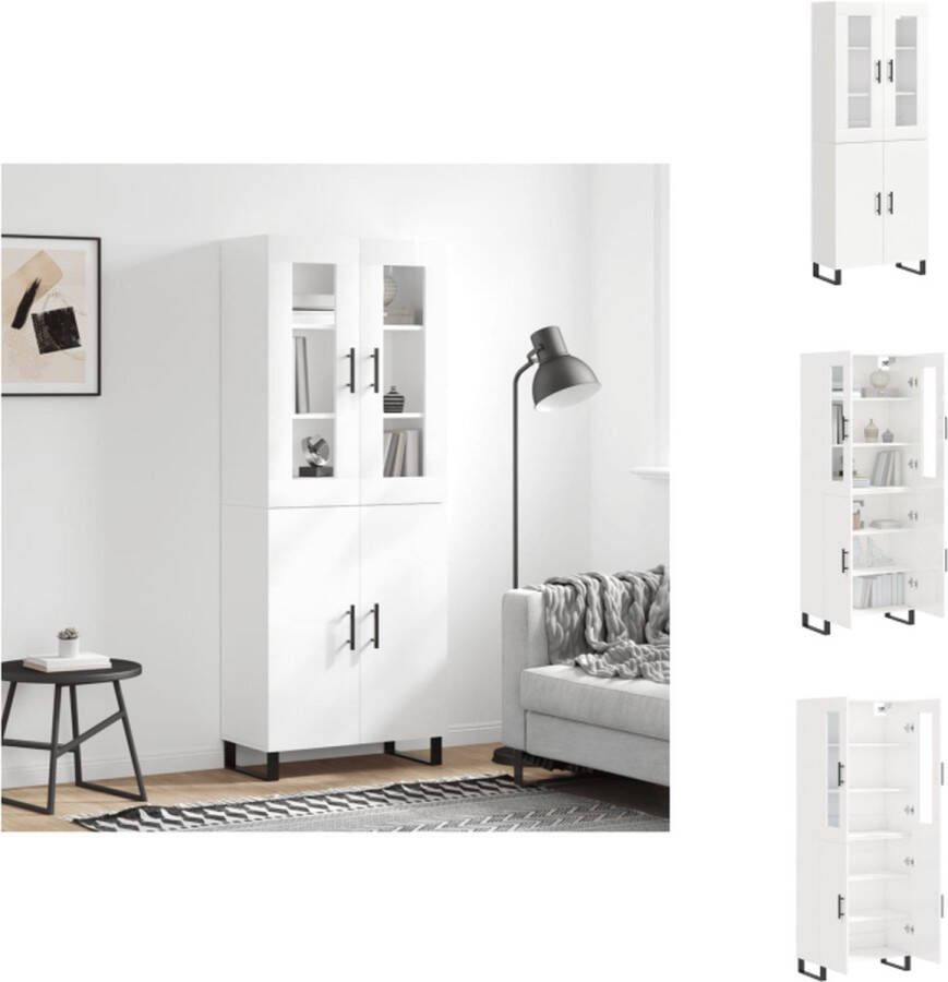 VidaXL Hoge Kast Hoge Kasten Hoge Kast Met Lade Kast -Hoge-kast-69-5x34x180-cm-bewerkt-hout-hoogglans-wit - Foto 3