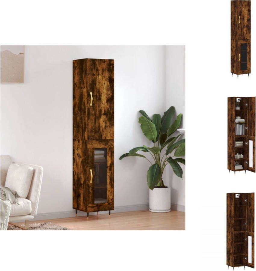 VidaXL Hoge Kast Hoge Kasten Hoge Kast Met Lade Kast -Hoge-kast-34-5x34x180-cm-bewerkt-hout-gerookt-eikenkleurig - Foto 7