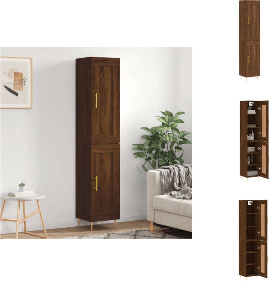VidaXL Hoge Kast Opbergruimte 34.5 x 34 x 180 cm Bruineiken Keukenkast