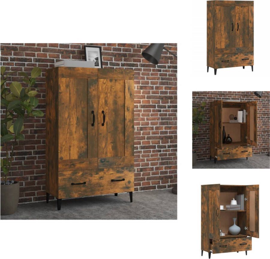 VidaXL Hoge Kast Hoge Kasten Hoge Kast Met Lade Kast Hoge kast 70x31x115 cm bewerkt hout gerookt eikenkleurig - Foto 2