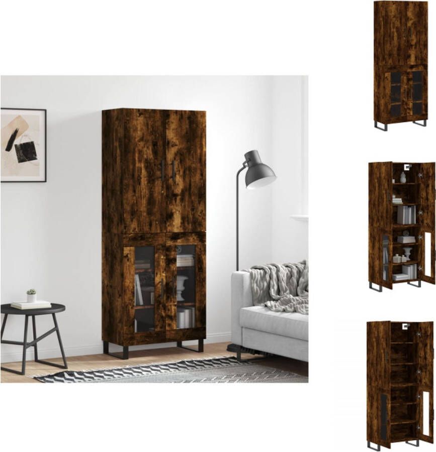 VidaXL Hoge Kast Hoge Kasten Dressoir Buffetkast Hoge kast 69-5x34x180 cm bewerkt hout gerookt eikenkleurig - Foto 2