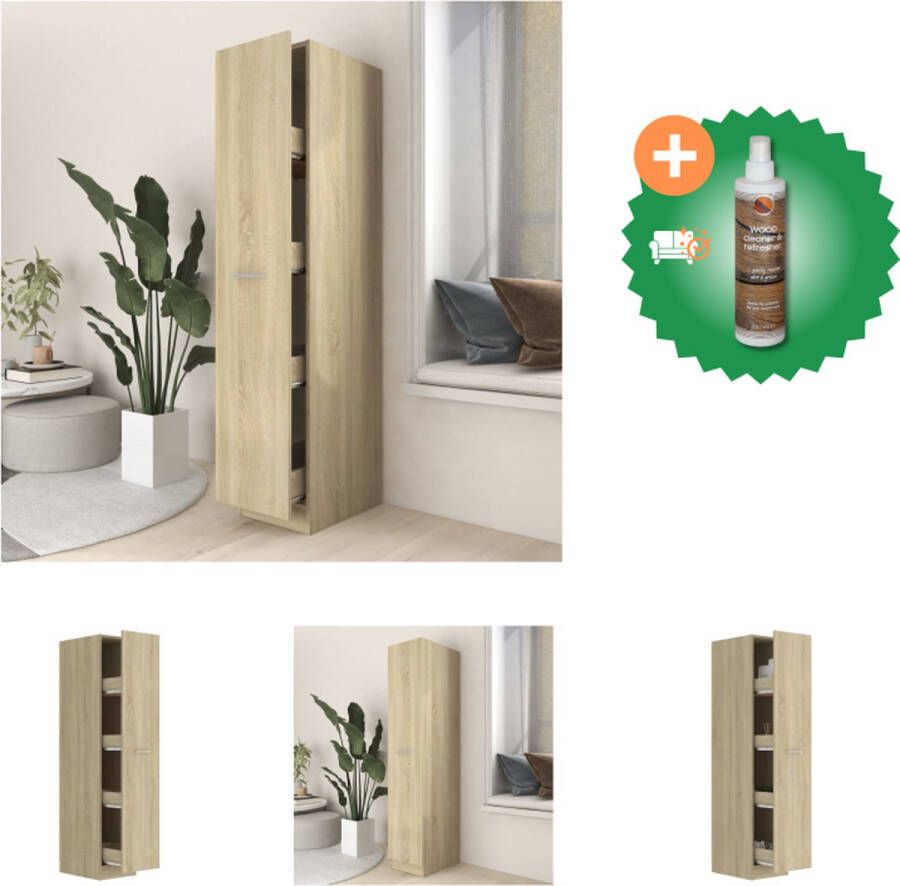 VidaXL Apothekerskast 30x42-5x150 cm spaanplaat sonoma eikenkleurig Kast Inclusief Houtreiniger en verfrisser