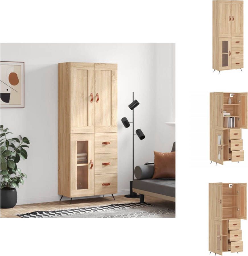 VidaXL Hoge kast Sonoma eiken 69.5 x 34 x 180 cm Duurzaam materiaal Keukenkast