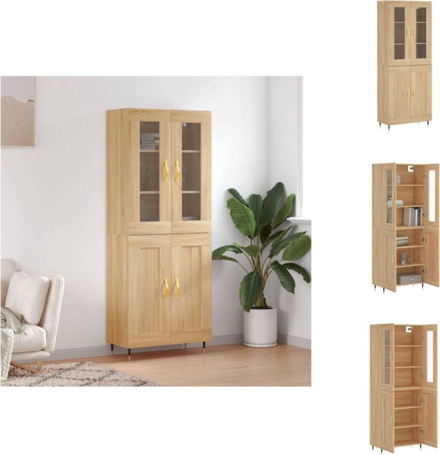 VidaXL Hoge Kast Sonoma Eiken 69.5 x 34 x 180 cm Duurzaam materiaal Keukenkast