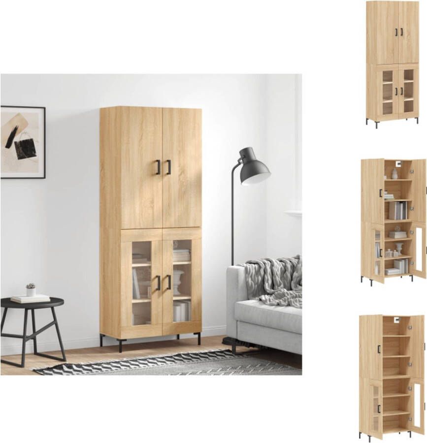 VidaXL Hoge kast Sonoma eiken 69.5 x 34 x 180 cm Duurzaam materiaal Keukenkast