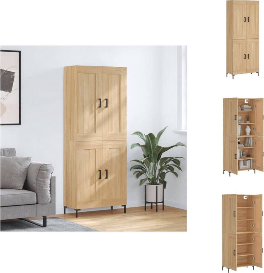 VidaXL Hoge Kast Hoge Kasten Dressoir Buffetkast Hoge kast 69-5x34x180 cm bewerkt hout sonoma eikenkleurig