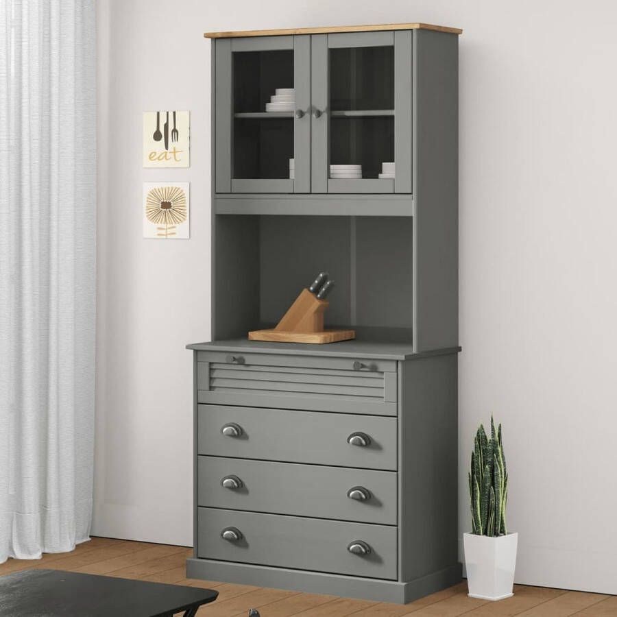 VidaXL -Hoge-kast-VIGO-80x40x176-cm-massief-grenenhout-grijs - Foto 4