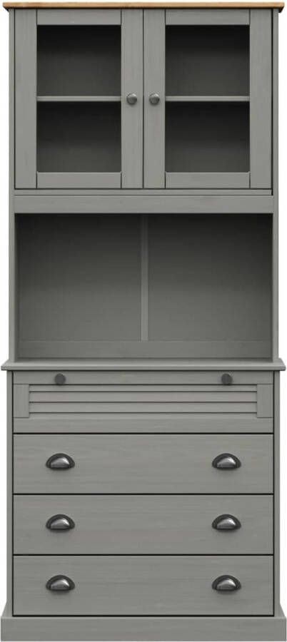 VidaXL -Hoge-kast-VIGO-80x40x176-cm-massief-grenenhout-grijs - Foto 3