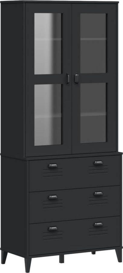 VidaXL -Hoge-kast-VIKEN-80x40x190-cm-massief-grenenhout-zwart - Foto 3