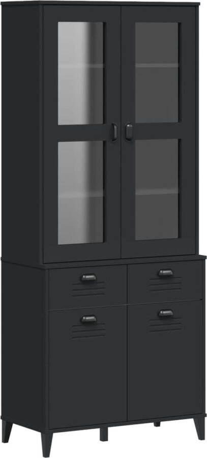 VidaXL -Hoge-kast-VIKEN-80x40x190-cm-massief-grenenhout-zwart - Foto 4