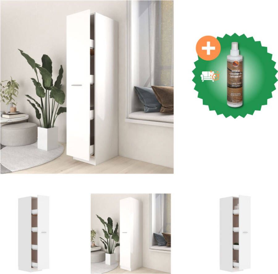 VidaXL Apothekerskast 30x42-5x150 cm spaanplaat wit Kast Inclusief Houtreiniger en verfrisser