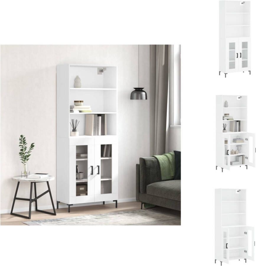 VidaXL Hoge Kast Wit 69.5 x 34 x 180 cm Duurzaam materiaal Keukenkast