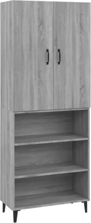 VidaXL Hoge kast69 5x32 5x180cm bewerkt hout grijs sonoma eikenkleurig - Foto 3