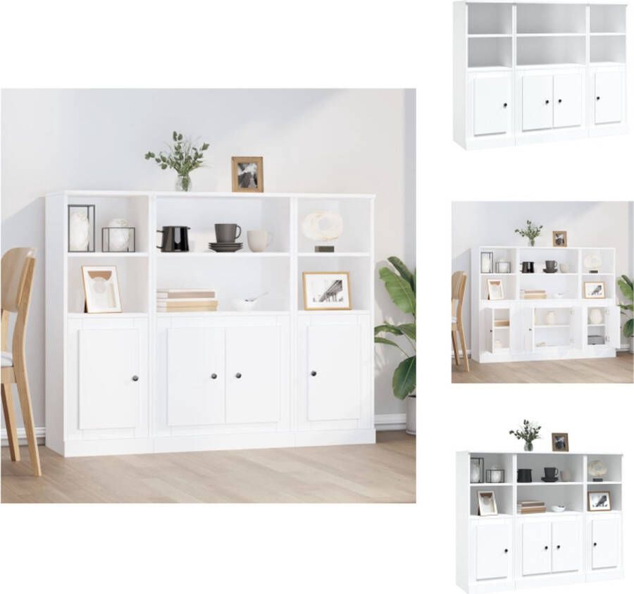 VidaXL Hoge Kast Hoge Kasten Kast Opbergkast Hoge kasten 3 st bewerkt hout wit - Foto 2