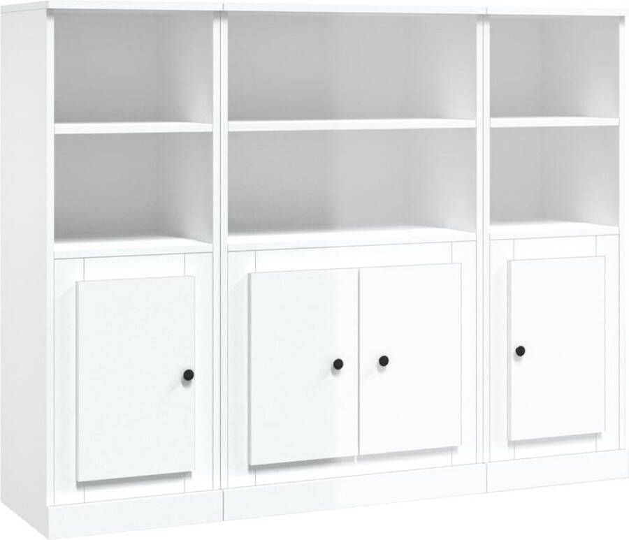 VidaXL -Hoge-kasten-3-st-bewerkt-hout-hoogglans-wit