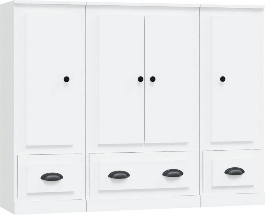 VidaXL -Hoge-kasten-3-st-bewerkt-hout-wit - Foto 2