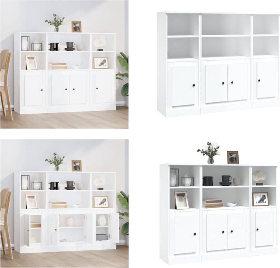 VidaXL Hoge kasten 3 st bewerkt hout wit Hoge Kast Hoge Kasten Kast Opbergkast - Foto 2