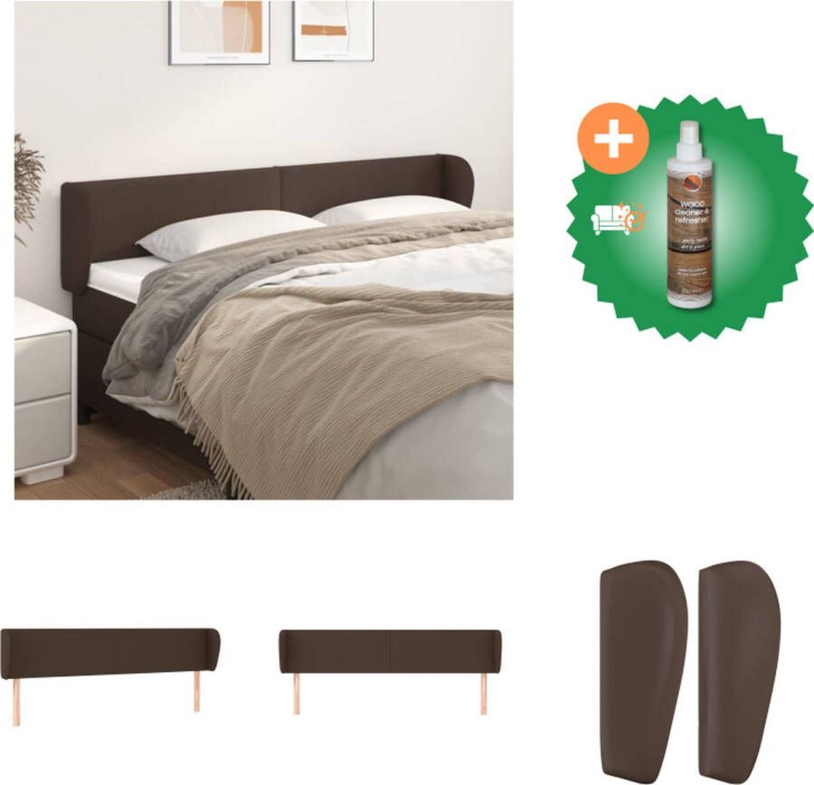 VidaXL Hoofdbord met randen 163x23x78 88 cm kunstleer bruin Bedonderdeel Inclusief Houtreiniger en verfrisser