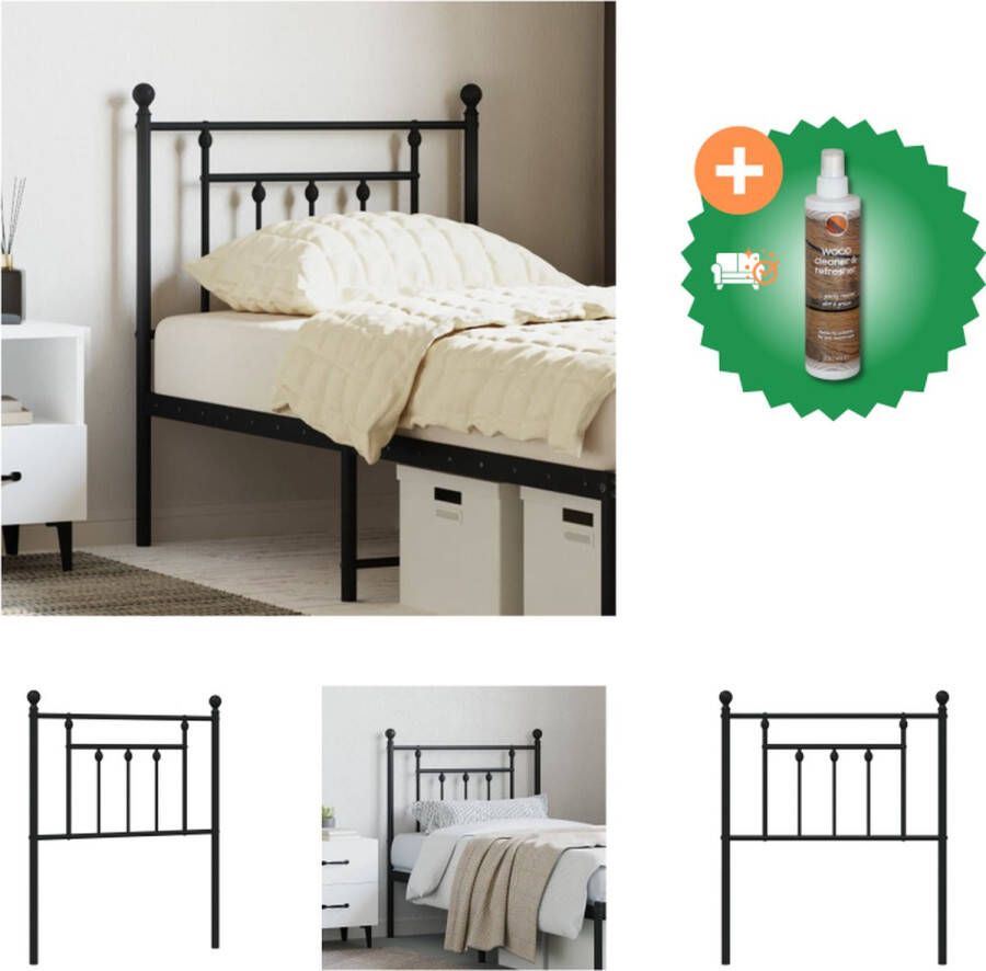 VidaXL Hoofdbord 1 Hoofdborden 80x3x97 cm Metaal Zwart Bedonderdeel Inclusief Houtreiniger en verfrisser