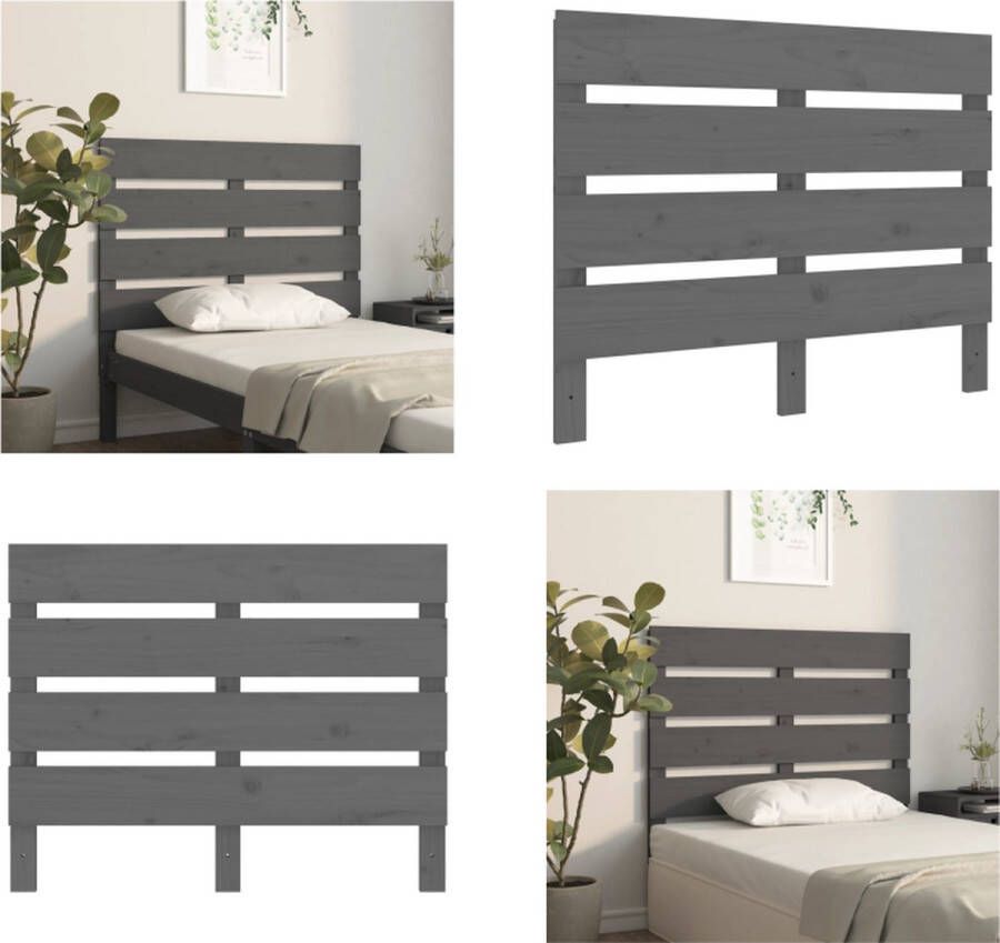 VidaXL Hoofdbord 100x3x80 cm massief grenenhout grijs Hoofdbord Hoofdborden Hoofdeinde Houten Hoofdbord