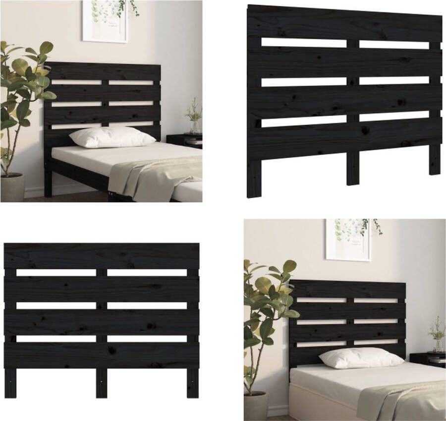 VidaXL Hoofdbord 100x3x80 cm massief grenenhout zwart Hoofdbord Hoofdborden Hoofdeinde Houten Hoofdbord