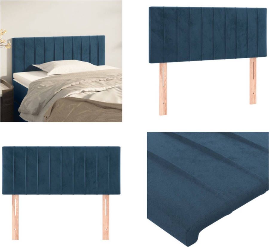 VidaXL Hoofdbord 100x5x78 88 cm fluweel donkerblauw Hoofdbord Hoofdborden Hoofdeinde Houten Hoofdbord - Foto 3