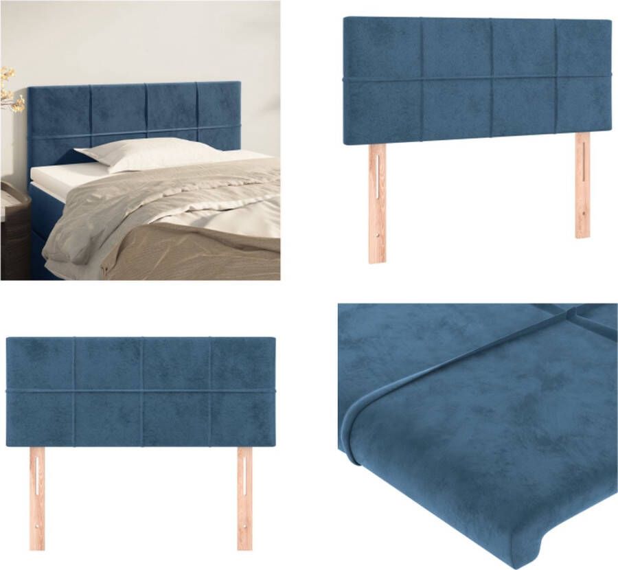 VidaXL Hoofdbord 100x5x78 88 cm fluweel donkerblauw Hoofdbord Hoofdborden Hoofdeinde Houten Hoofdbord - Foto 2