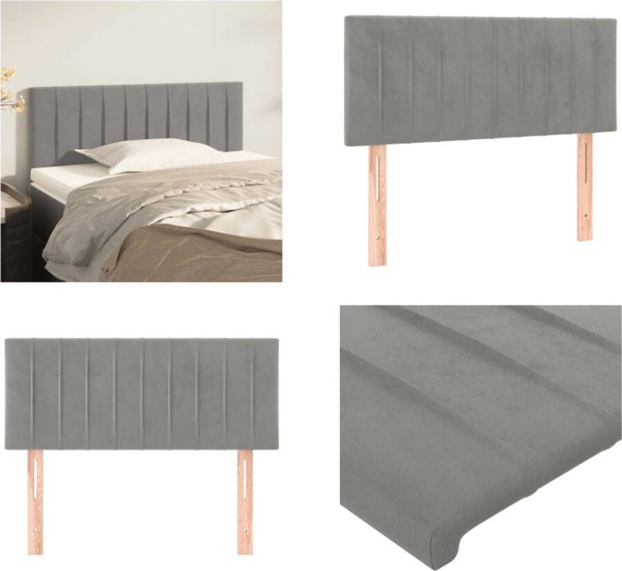 VidaXL Hoofdbord 100x5x78 88 cm fluweel lichtgrijs Hoofdbord Hoofdborden Hoofdeinde Houten Hoofdbord - Foto 2