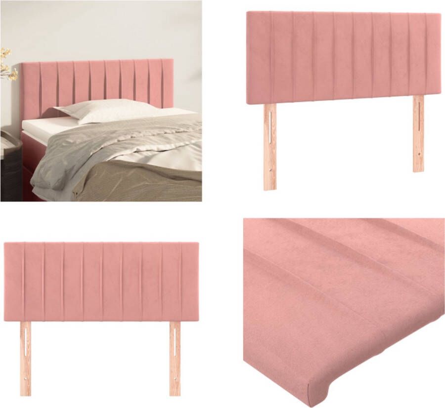 VidaXL Hoofdbord 100x5x78 88 cm fluweel roze Hoofdbord Hoofdborden Hoofdeinde Houten Hoofdbord - Foto 2