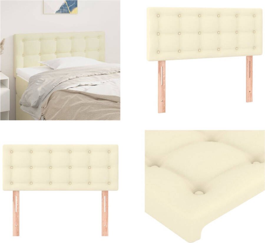 VidaXL Hoofdbord 100x5x78 88 cm kunstleer crèmekleurig Hoofdbord Hoofdborden Hoofdeinde Houten Hoofdbord
