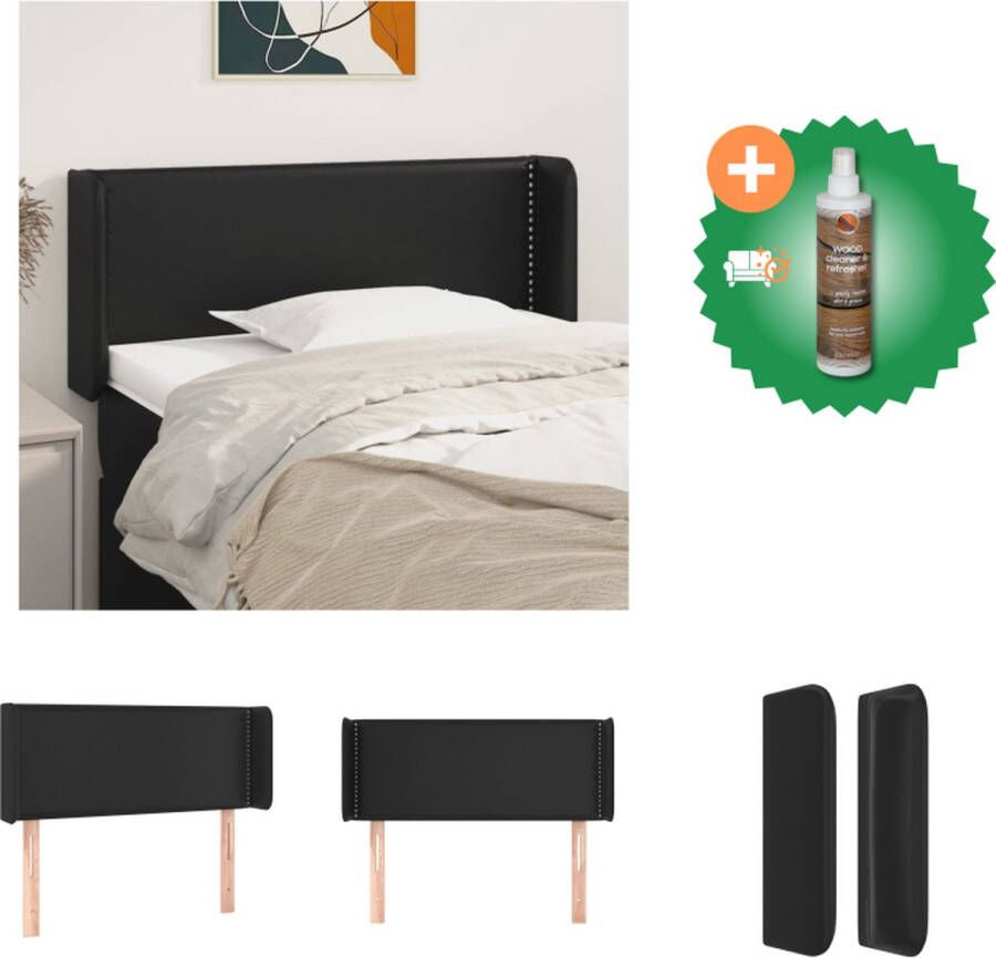 VidaXL Hoofdbord Zwart 103 x 16 x 78 88 cm Duurzaam kunstleer Bedonderdeel Inclusief Houtreiniger en verfrisser