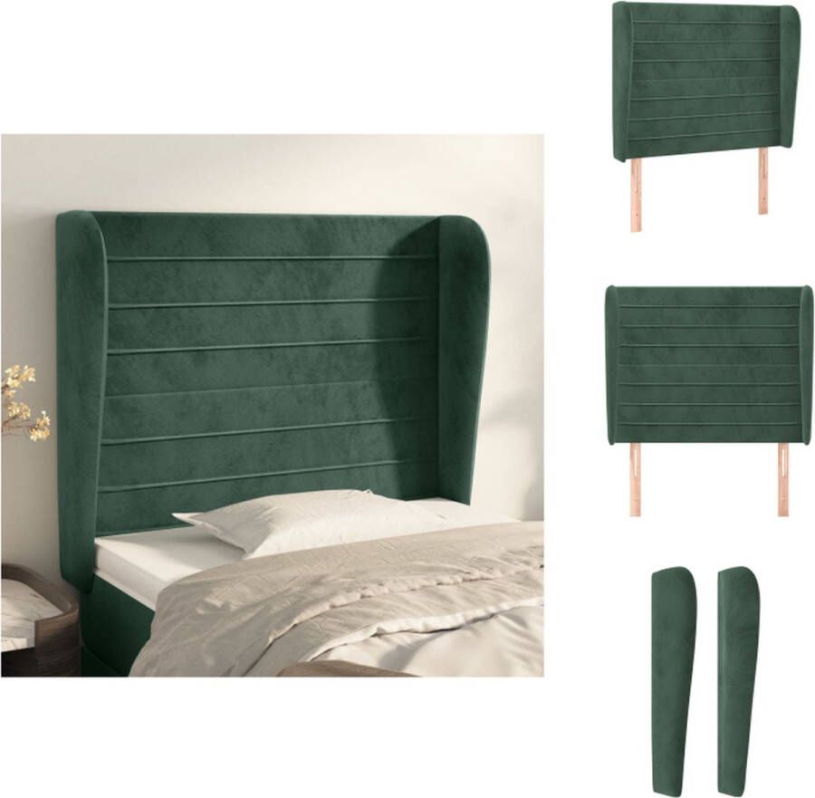 VidaXL Hoofdbord Hoofdborden Hoofdeinde Houten Hoofdbord met randen 103x23x118 128 cm fluweel donkergroen - Foto 1