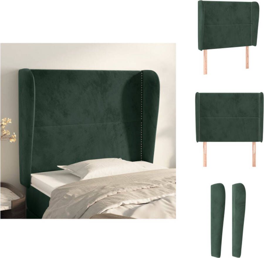 VidaXL Hoofdbord Hoofdborden Hoofdeinde Houten Hoofdbord met randen 103x23x118 128 cm fluweel donkergroen - Foto 3