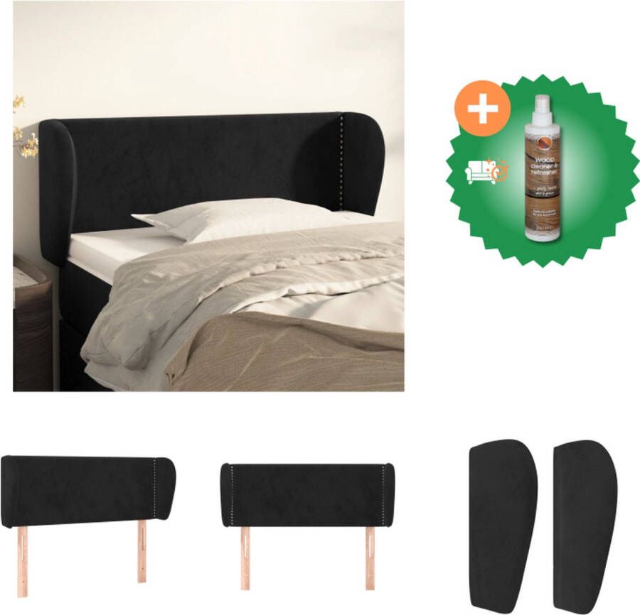 VidaXL Hoofdbord 103 x 23 x 78 88 cm Fluweel Zwart Bedonderdeel Inclusief Houtreiniger en verfrisser