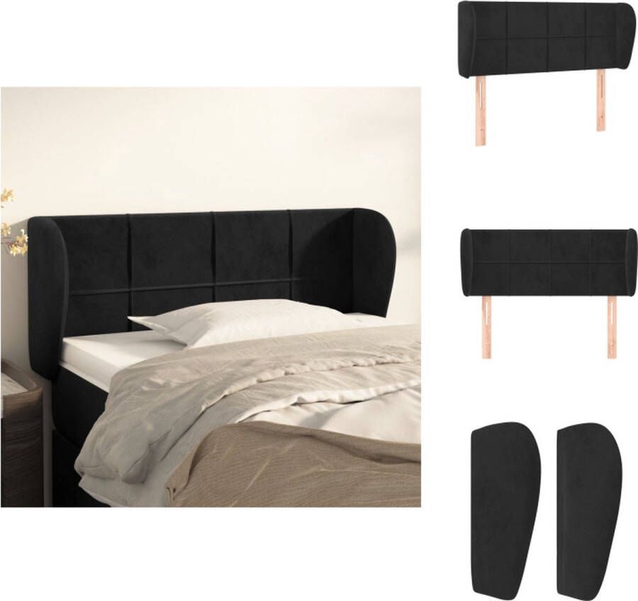 VidaXL Klassiek Hoofdbord Zacht Fluweel Stevige Poten Verstelbare Hoogte Comfortabele Ondersteuning Zwart 103 x 23 x 78 88 cm Bedonderdeel - Foto 3