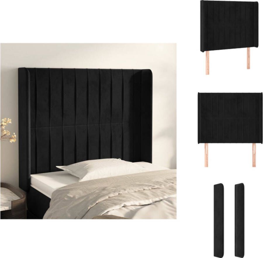 VidaXL Hoofdbord Zacht fluweel Stevige en stabiele poten Verstelbare hoogte Comfortabele ondersteuning Zwart 103x16x118 128 cm Bedonderdeel - Foto 2