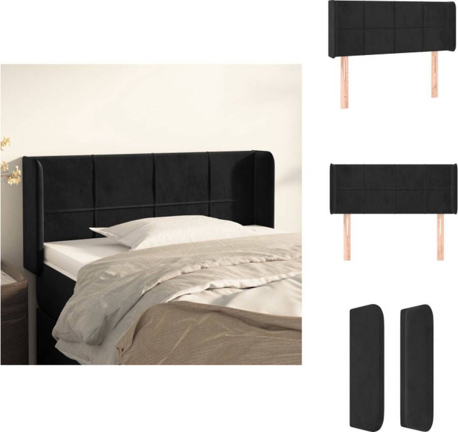 VidaXL Klassiek Hoofdbord Zacht Fluweel Stevige en Stabiele Poten Verstelbare Hoogte Comfortabele Ondersteuning Zwart 103 x 16 x 78 88 cm Bedonderdeel - Foto 3