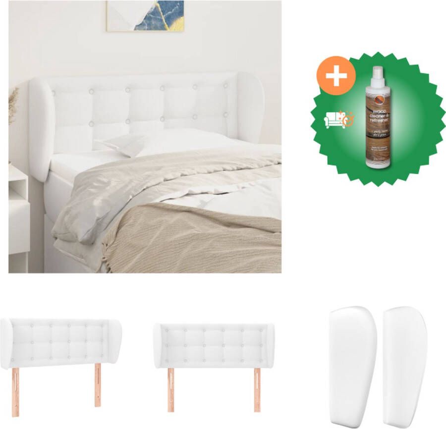 VidaXL Hoofdbord 103x23x78 88 cm Wit Kunstleer Duurzaam materiaal verstelbare hoogte stevige poten Ideaal voor comfortabele ondersteuning Montagehandleiding inbegrepen Bedonderdeel Inclusief Houtreiniger en verfrisser