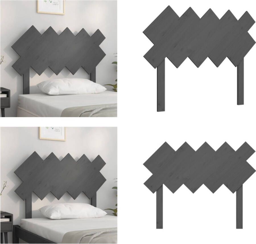 VidaXL Hoofdbord 104x3x80 5 cm massief grenenhout grijs Hoofdbord Hoofdborden Hoofdeinde Houten Hoofdbord