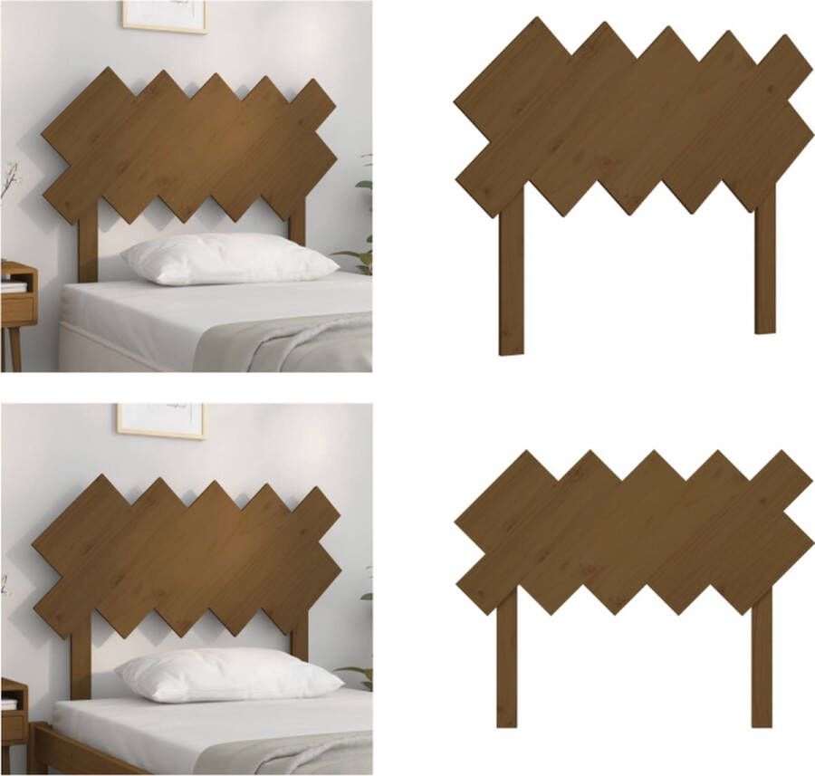 VidaXL Hoofdbord 104x3x80-5 cm massief grenenhout honingbruin Hoofdbord Hoofdborden Hoofdeinde Houten Hoofdbord - Foto 2