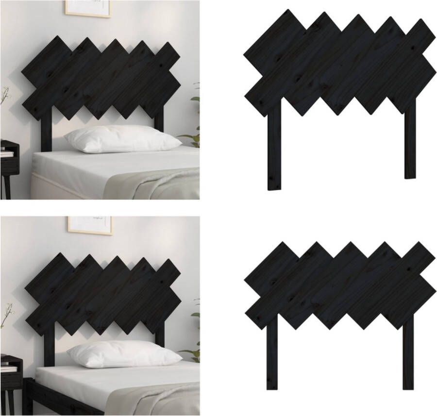 VidaXL Hoofdbord 104x3x80-5 cm massief grenenhout zwart Hoofdbord Hoofdborden Hoofdeinde Houten Hoofdbord - Foto 2