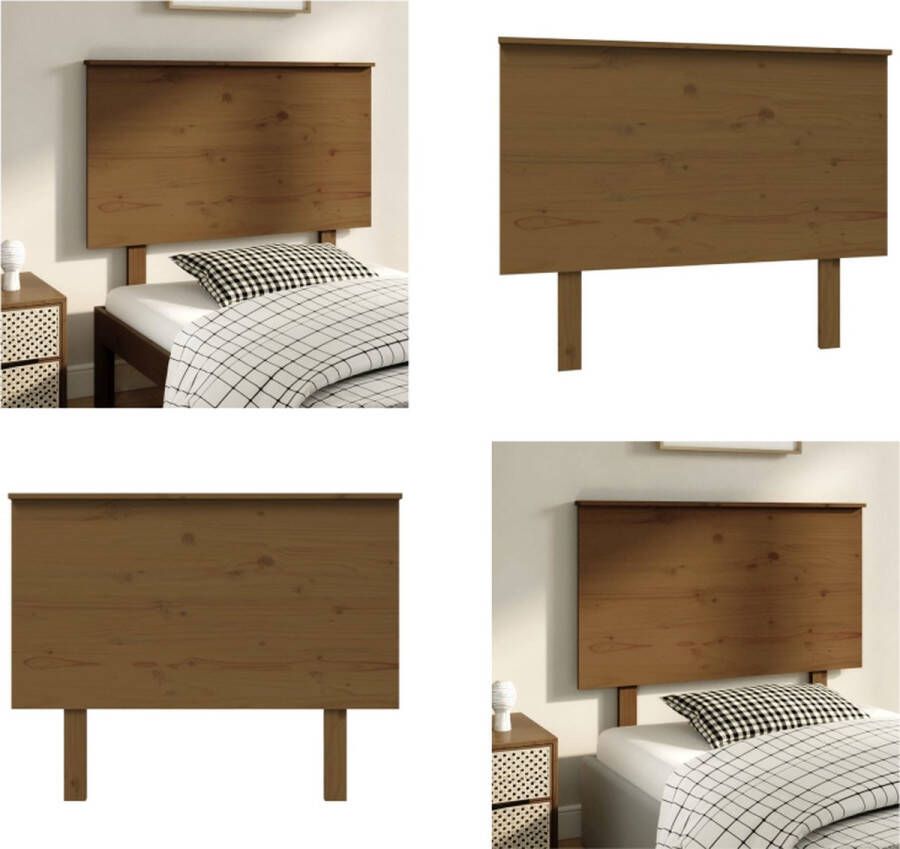 VidaXL Hoofdbord 104x6x82 5 cm massief grenenhout honingbruin Hoofdbord Hoofdborden Hoofdeinde Houten Hoofdbord - Foto 2
