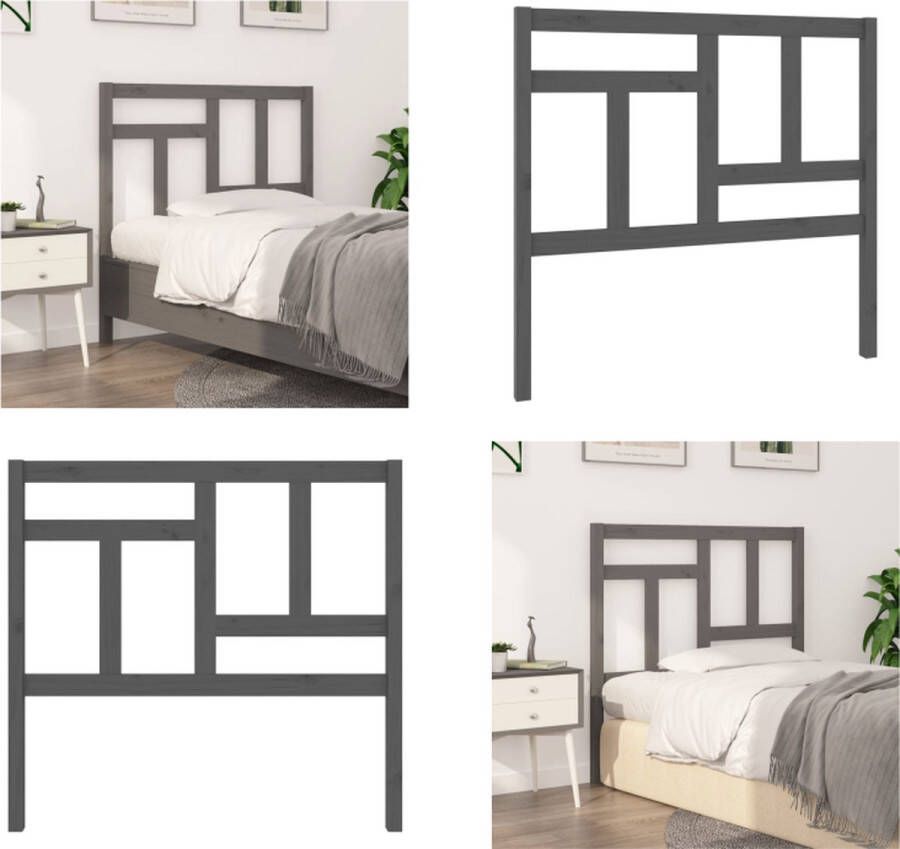 VidaXL Hoofdbord 105-5x4x100 cm massief grenenhout grijs Hoofdbord Hoofdborden Hoofdeinde Houten Hoofdbord