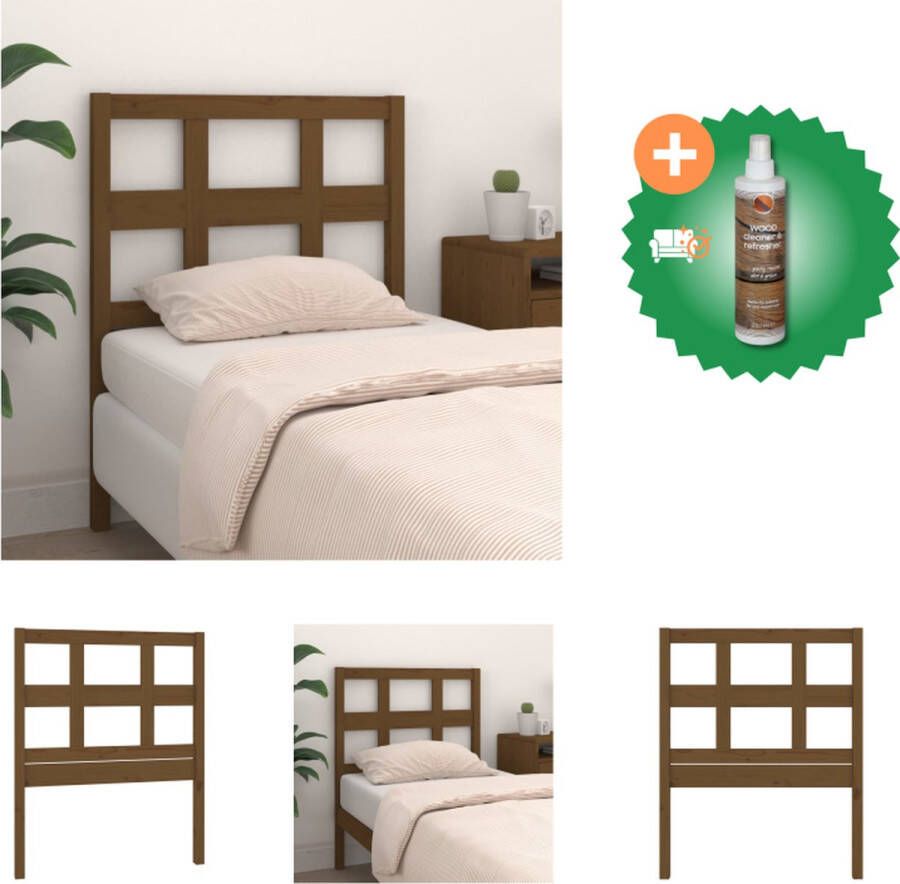 VidaXL Houten Hoofdeinde Rustieke Charme Hoofdbord 105.5 x 4 x 100 cm Kleur- Honingbruin Bedonderdeel Inclusief Houtreiniger en verfrisser
