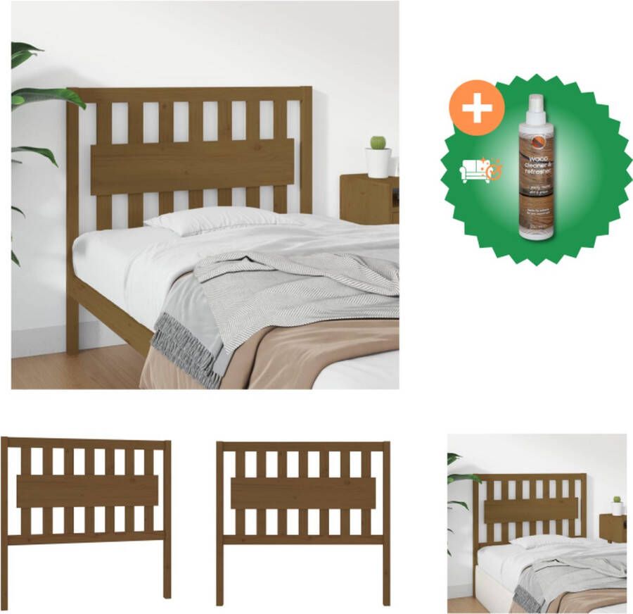 VidaXL Houten Hoofdeinde Rustieke Charme Hoofdbord 105.5 x 4 x 100 cm Kleur- Honingbruin Bedonderdeel Inclusief Houtreiniger en verfrisser - Foto 6
