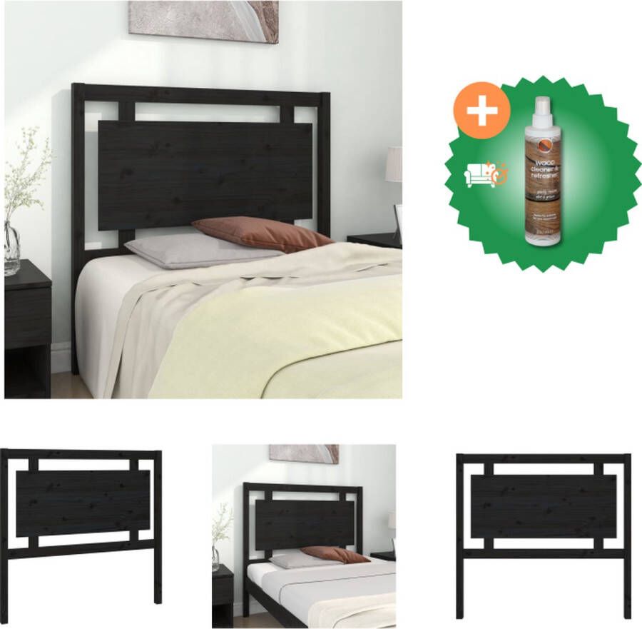 VidaXL Hoofdbord 105-5x4x100 cm massief grenenhout zwart Bedonderdeel Inclusief Houtreiniger en verfrisser - Foto 3
