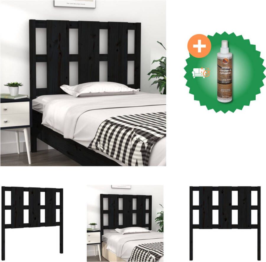 VidaXL Hoofdbord 105-5x4x100 cm massief grenenhout zwart Bedonderdeel Inclusief Houtreiniger en verfrisser