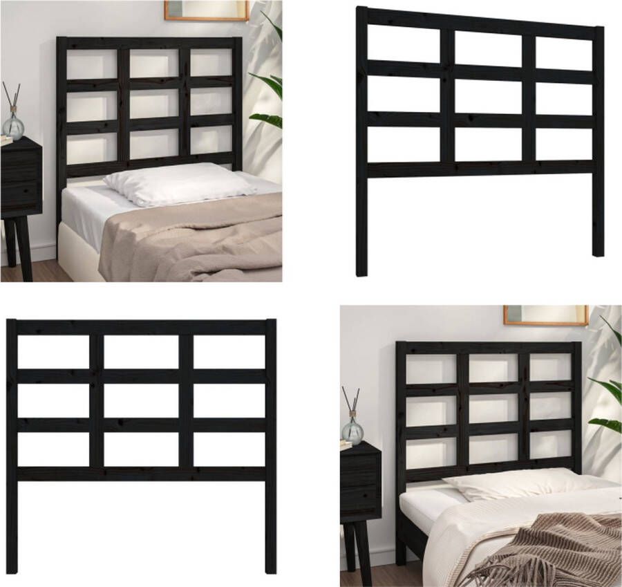 VidaXL Hoofdbord 105-5x4x100 cm massief grenenhout zwart Hoofdbord Hoofdborden Hoofdeinde Houten Hoofdbord - Foto 5