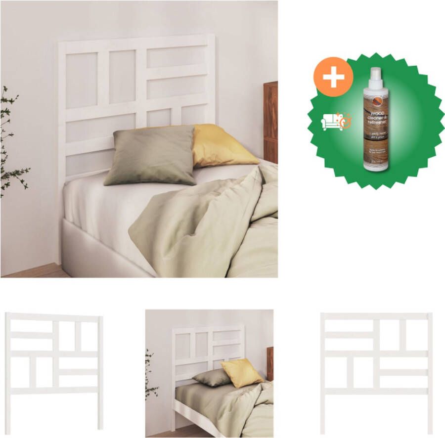 VidaXL Hoofdbord 106x4x104 cm massief grenenhout wit Bedonderdeel Inclusief Houtreiniger en verfrisser
